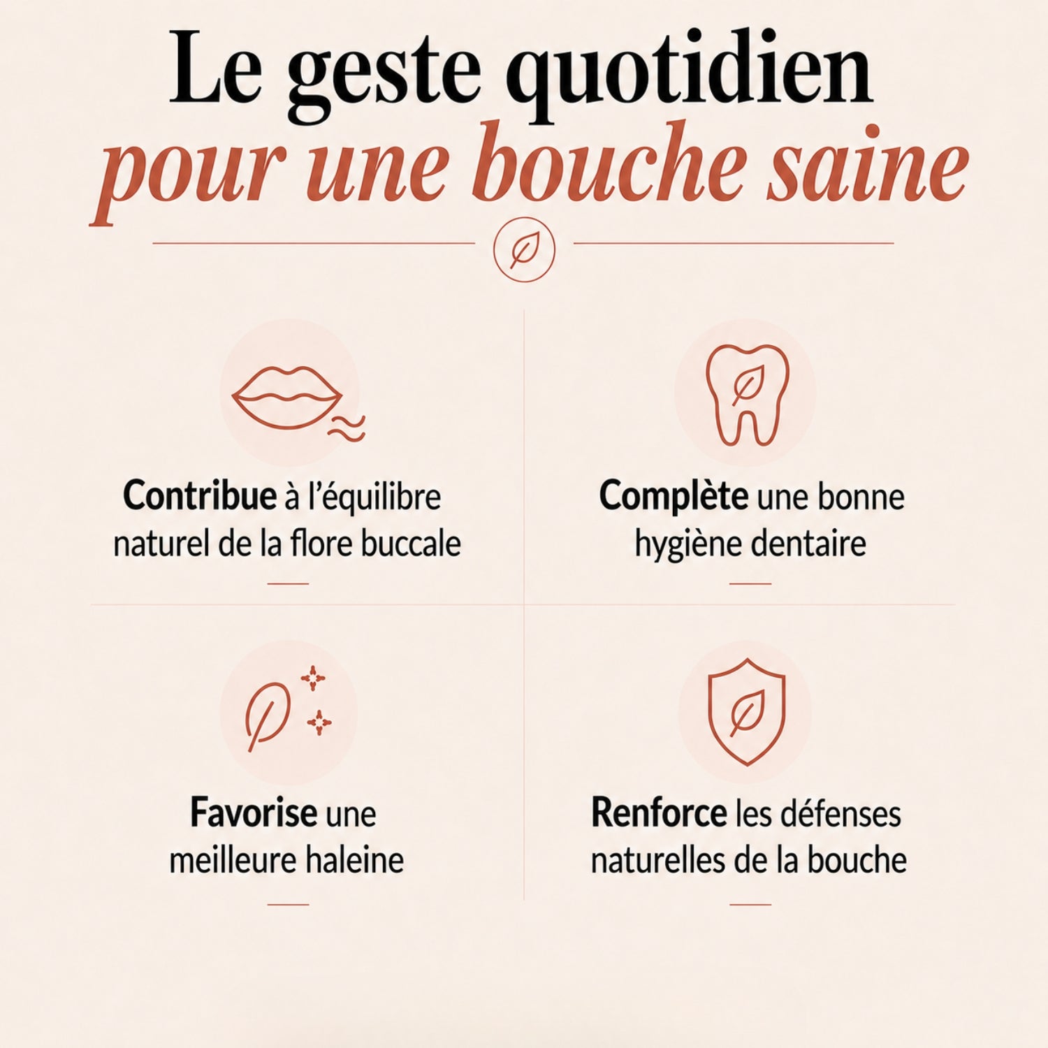 Infographie des bienfaits : équilibre buccal et haleine fraîche